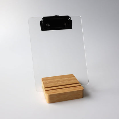 A5 Half Letter Clipboard with Stand,Clear Acrylic Freestanding Memo Size Clipboards,Document Typing Paper Stand,Menu Display Board,Receipt Holder (6"×9")