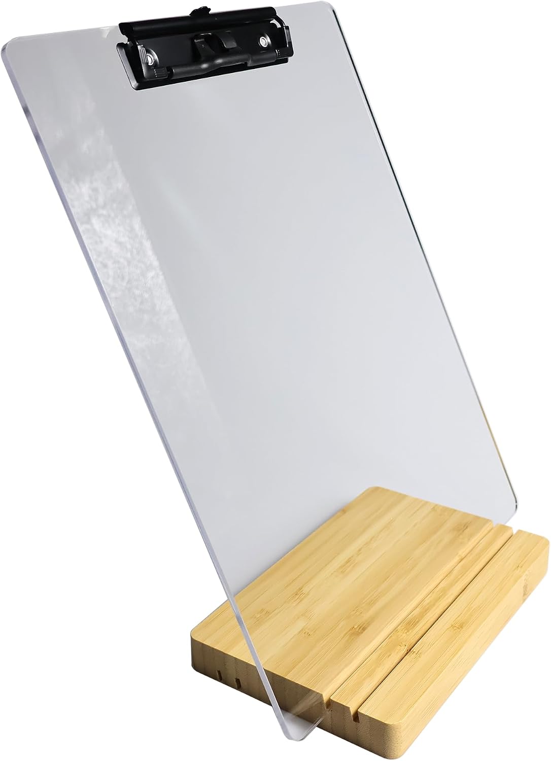 A5 Half Letter Clipboard with Stand,Clear Acrylic Freestanding Memo Size Clipboards,Document Typing Paper Stand,Menu Display Board,Receipt Holder (6"×9")