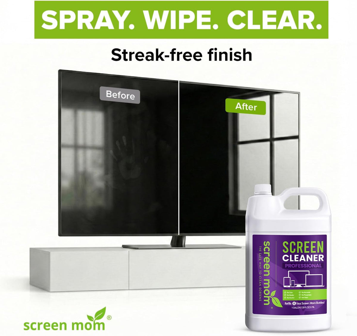 Screen Cleaner Spray 16oz Bottle for TV, Car, Laptop & Computer