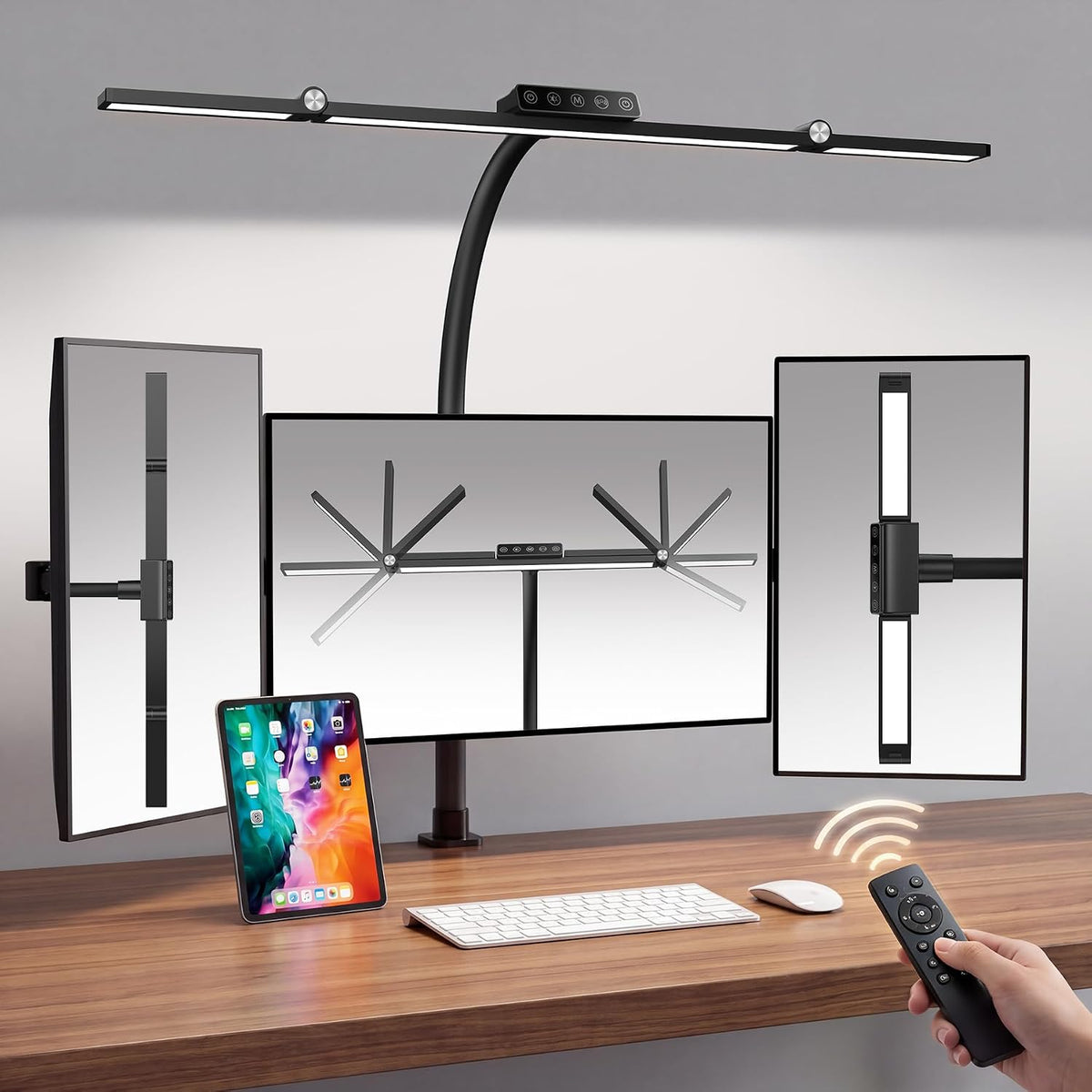 LED Desk Lamp Clip on Light with 3 Color Modes 10 Brightness Ring/Clamp Light 360° Adjustable Neck Dimmable Eye Protection Desk Lamps for Home Office