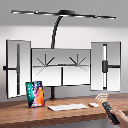 LED Desk Lamp Clip on Light with 3 Color Modes 10 Brightness Ring/Clamp Light 360° Adjustable Neck Dimmable Eye Protection Desk Lamps for Home Office