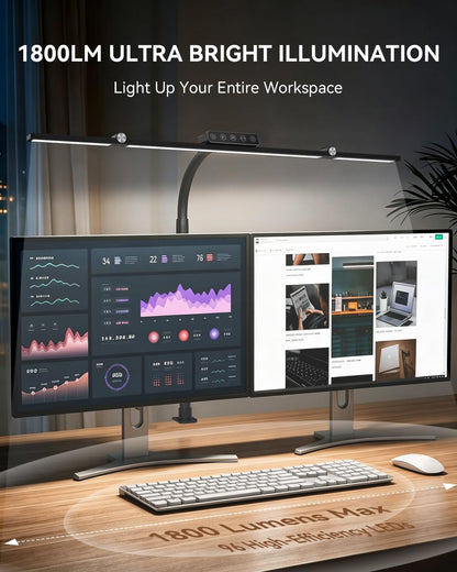 LED Desk Lamp Clip on Light with 3 Color Modes 10 Brightness Ring/Clamp Light 360° Adjustable Neck Dimmable Eye Protection Desk Lamps for Home Office
