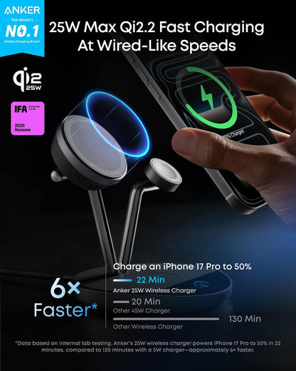 Prime 3-in-1 Qi2.2 MagSafe Compatible 25W Wireless Charging Station