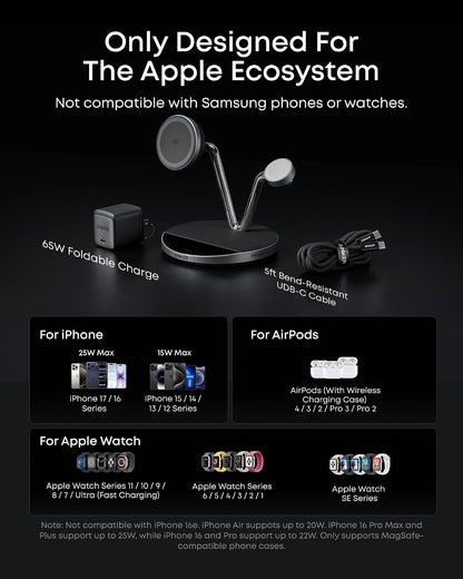 Prime 3-in-1 Qi2.2 MagSafe Compatible 25W Wireless Charging Station