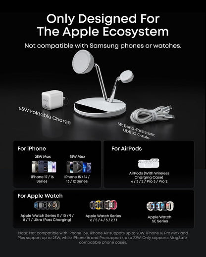 Prime 3-in-1 Qi2.2 MagSafe Compatible 25W Wireless Charging Station