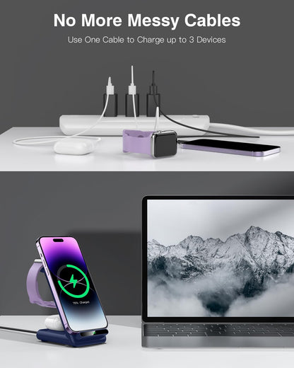 Wireless Charging Station,3 in 1 Charging Stand for Apple Multiple Devices