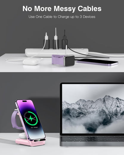 Wireless Charging Station,3 in 1 Charging Stand for Apple Multiple Devices