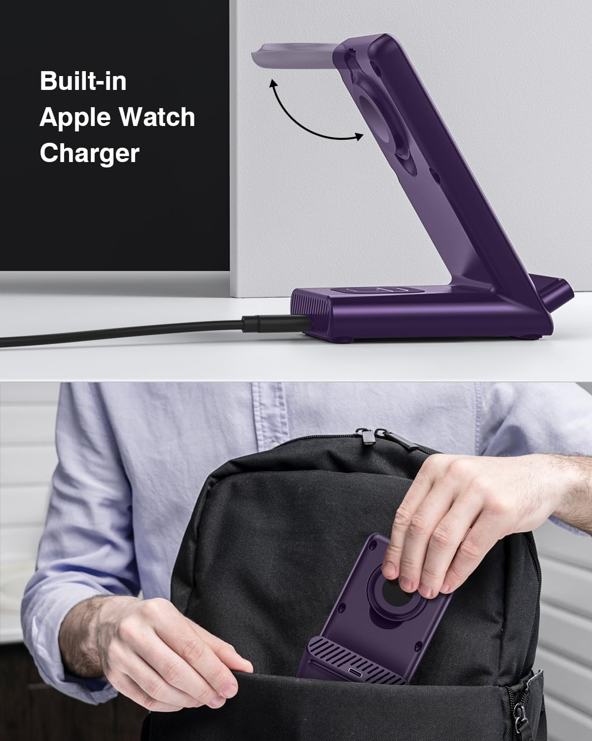 Wireless Charging Station,3 in 1 Charging Stand for Apple Multiple Devices