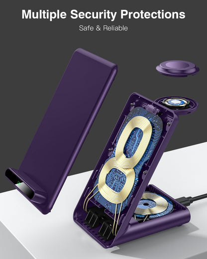 Wireless Charging Station,3 in 1 Charging Stand for Apple Multiple Devices