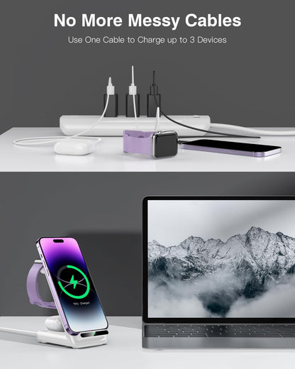 Wireless Charging Station,3 in 1 Charging Stand for Apple Multiple Devices