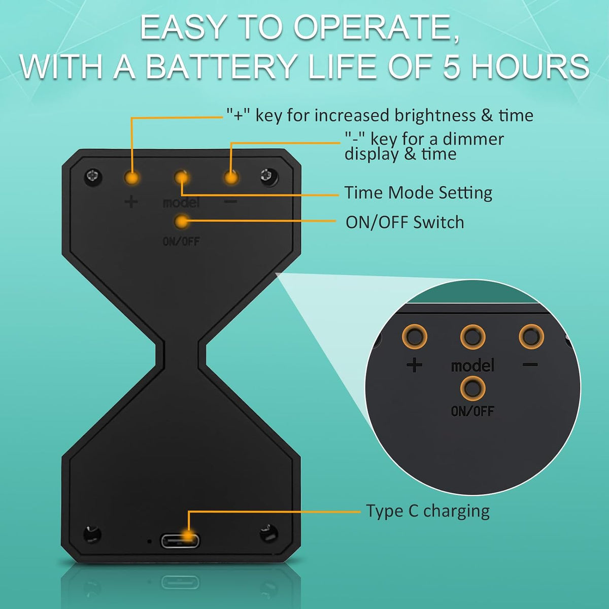 Digital Hourglass Visual Timer,LED Focus Timers