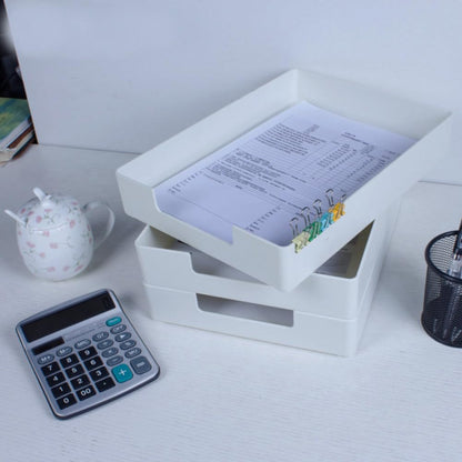 Letter-Size Tray, Desk Drawer Organizer for A4 Paper, Off-White