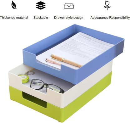 Letter-Size Tray, Desk Drawer Organizer for A4 Paper, Off-White