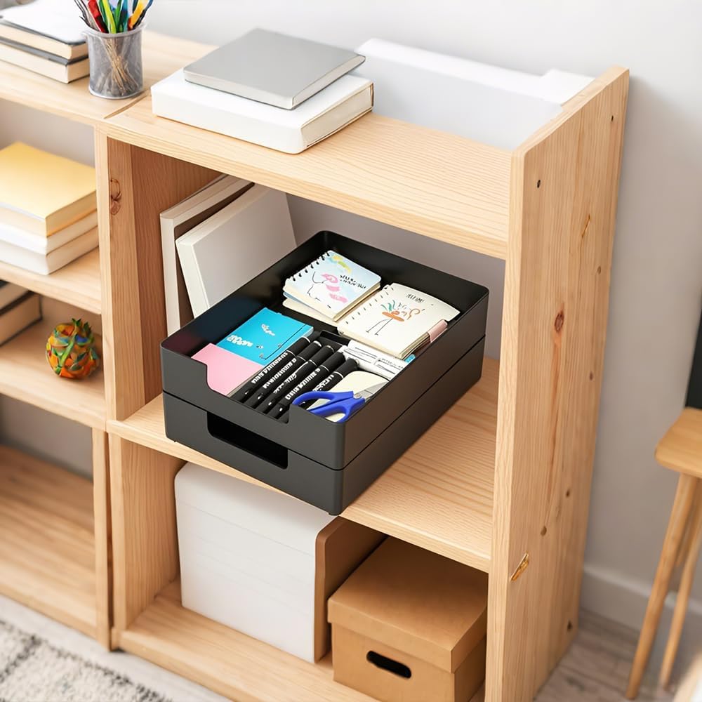 Letter-Size Tray, Desk Drawer Organizer for A4 Paper, Off-White