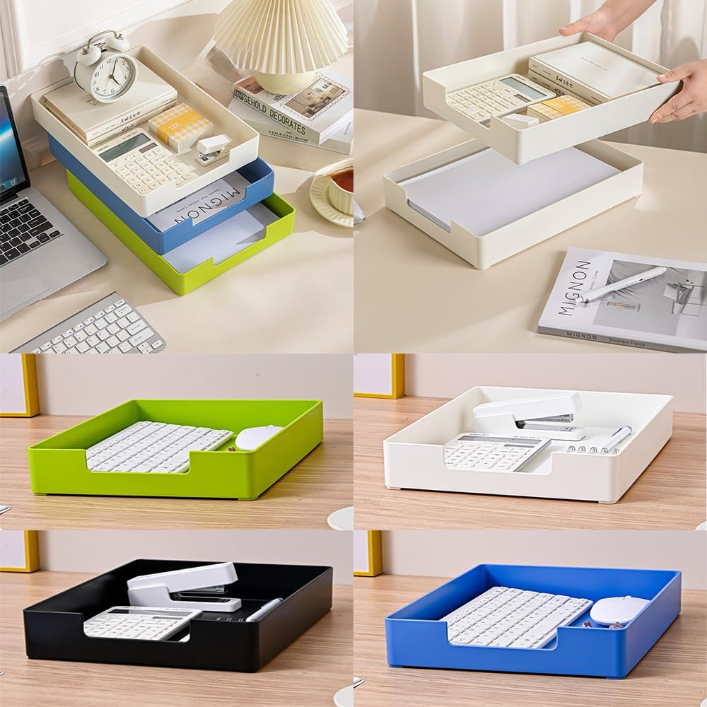 Letter-Size Tray, Desk Drawer Organizer for A4 Paper, Off-White