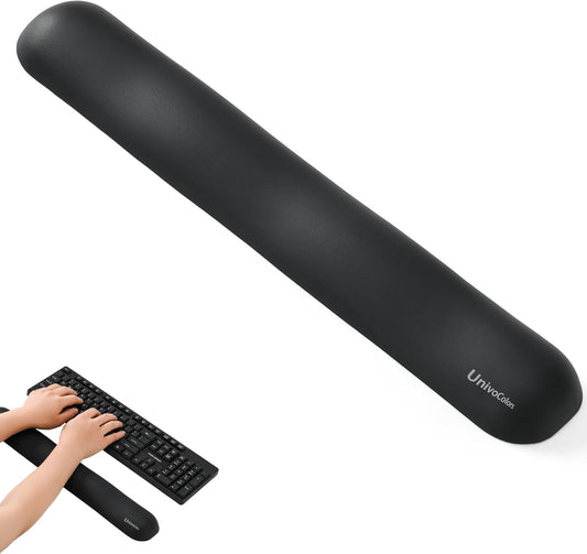 Design-Wave Keyboard Wrist Rest, Artificial Sheepskin+Memory Foam+Ergonomic+Anti-Slip Gel, Resilience Support During Work and Gaming,Keyboard Accessory,Black - Colors B