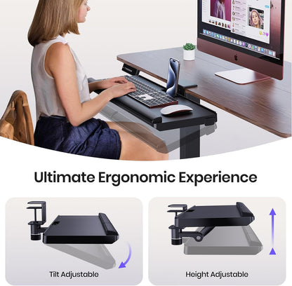 Klearlook Upgraded Adjustable Keyboard Tray for Above Desk & Under Desk Use