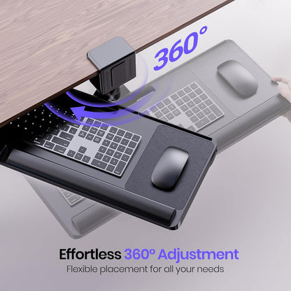 Klearlook Upgraded Adjustable Keyboard Tray for Above Desk & Under Desk Use