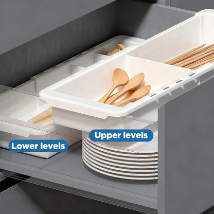 2pcs Drawer Organizer Expandable with Insert Adjustable Drawer Storage Tray Desktop Drawers Dividers to Organize and Store desk drawers organizer tray for Bathroom Office Kitchen