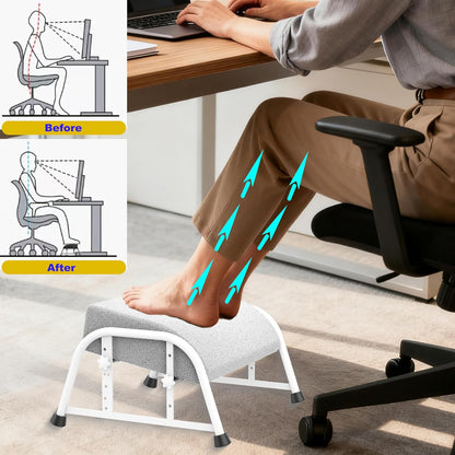10-Level Adjustable Under Desk Footrest, XL Black Metal Frame
