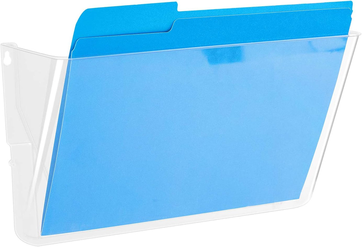 Expandable Plastic Wall File Organizer, Hanging File Holder, Letter Size, 1-Pocket, Clear, Space Saving for Office Home