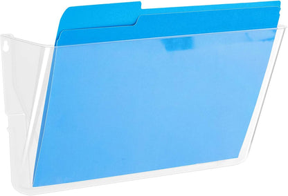 Expandable Plastic Wall File Organizer, Hanging File Holder, Letter Size, 1-Pocket, Clear, Space Saving for Office Home