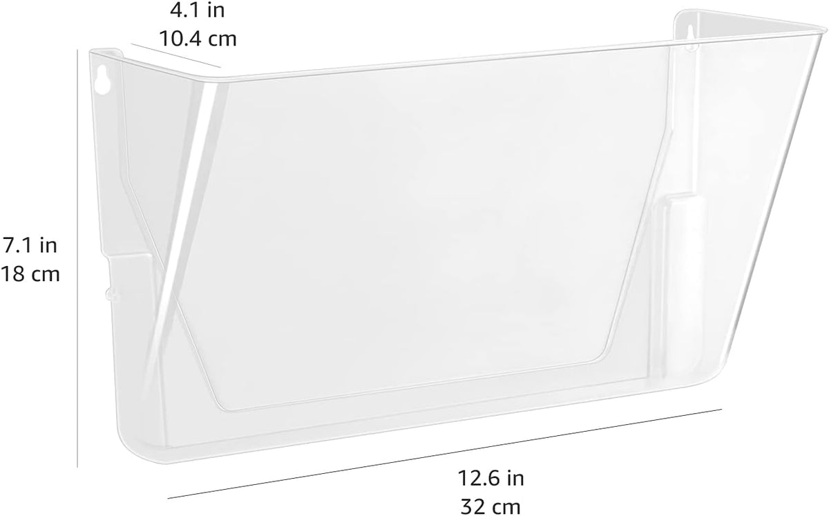 Expandable Plastic Wall File Organizer, Hanging File Holder, Letter Size, 1-Pocket, Clear, Space Saving for Office Home