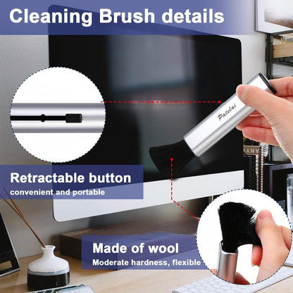 6 Pack Retractable Keyboard Cleaning Brushes, Anti-Static Soft Bristle Mini Electronics Duster for Laptop, Camera, Phone, Car Interior, Black/Silver