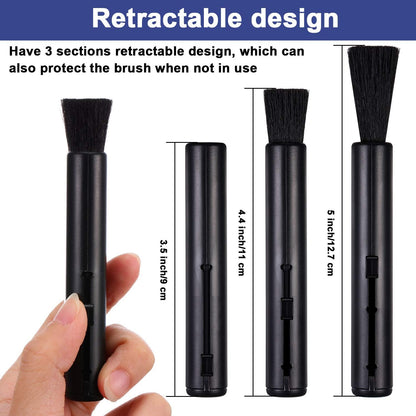 6 Pack Retractable Keyboard Cleaning Brushes, Anti-Static Soft Bristle Mini Electronics Duster for Laptop, Camera, Phone, Car Interior, Black/Silver