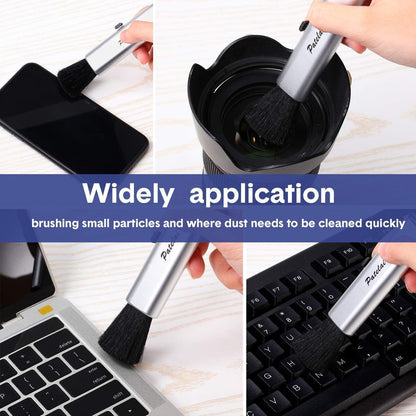 6 Pack Retractable Keyboard Cleaning Brushes, Anti-Static Soft Bristle Mini Electronics Duster for Laptop, Camera, Phone, Car Interior, Black/Silver