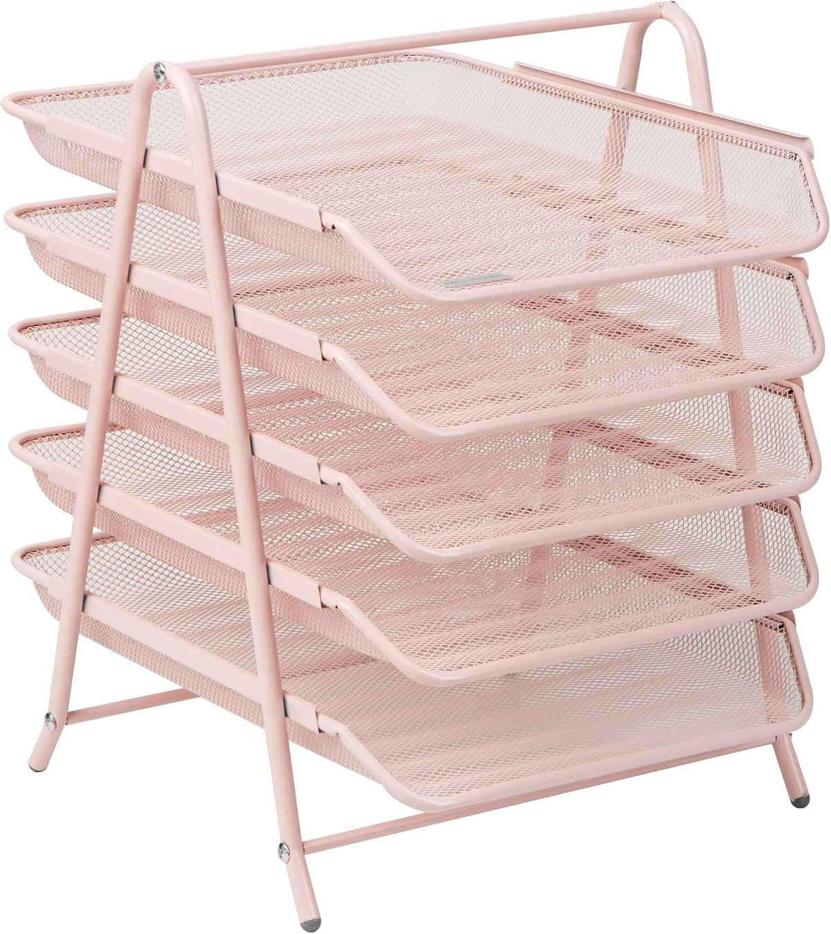 5-Tier Paper Tray Organizer, Vertical Desktop File Storage Rack, Office, Metal Mesh, Black