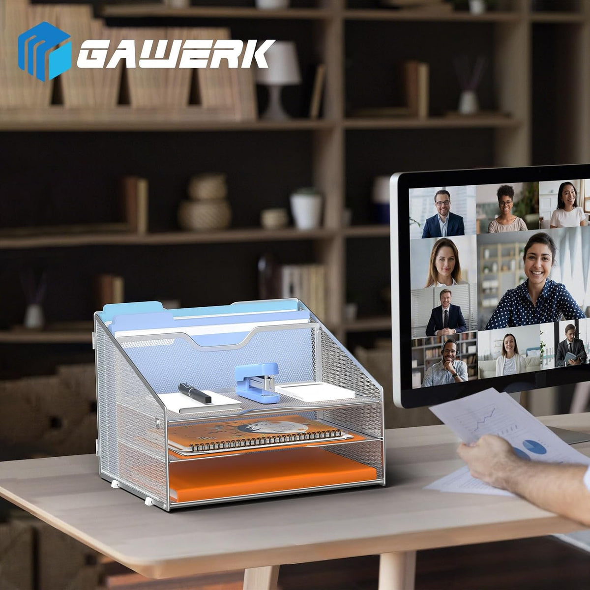 Desk File Organizer Paper Letter Tray File Holder Office Rack, Black