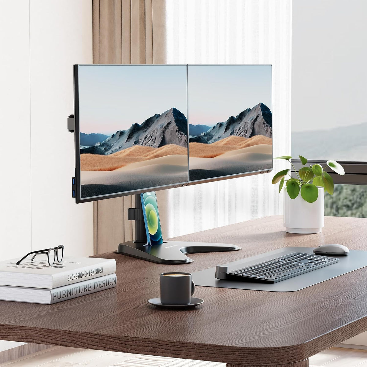 ! Dual Monitor Desk Stand Mount for 2 Screens VESA 75x75 & 100x100
