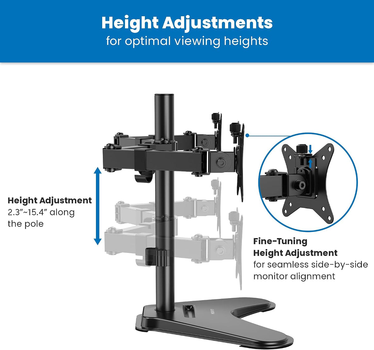 ! Dual Monitor Desk Stand Mount for 2 Screens VESA 75x75 & 100x100