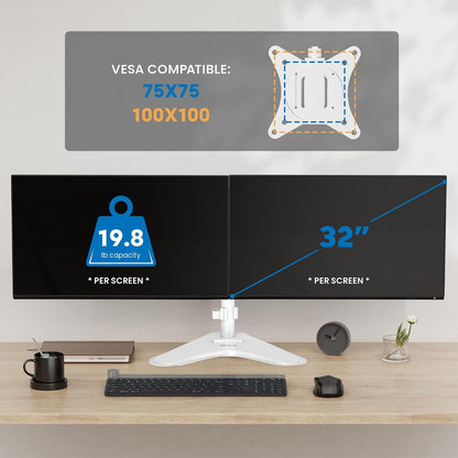 ! Dual Monitor Desk Stand Mount for 2 Screens VESA 75x75 & 100x100