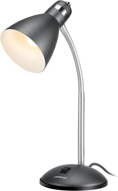 Metal Desk Lamp, Adjustable GooseNeck Reading Light for Bedroom