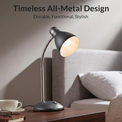 Metal Desk Lamp, Adjustable GooseNeck Reading Light for Bedroom