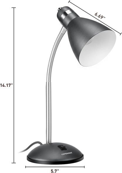 Metal Desk Lamp, Adjustable GooseNeck Reading Light for Bedroom