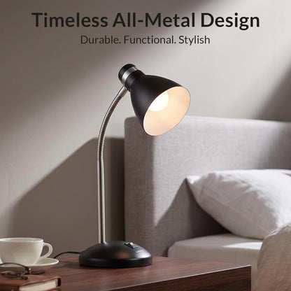 Metal Desk Lamp, Adjustable GooseNeck Reading Light for Bedroom