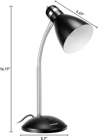 Metal Desk Lamp, Adjustable GooseNeck Reading Light for Bedroom