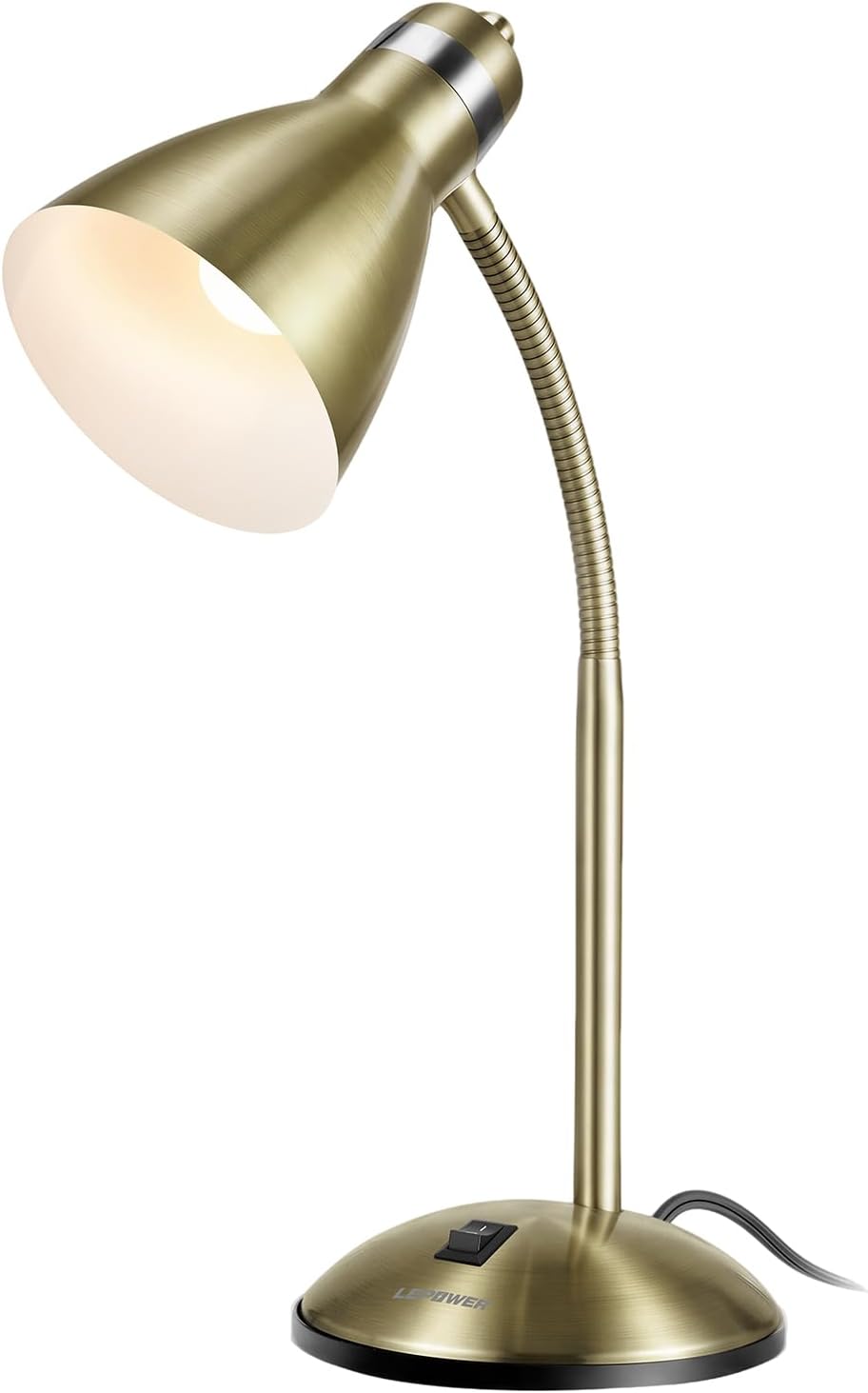 Metal Desk Lamp, Adjustable GooseNeck Reading Light for Bedroom