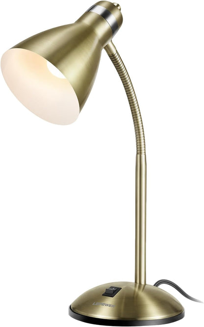Metal Desk Lamp, Adjustable GooseNeck Reading Light for Bedroom