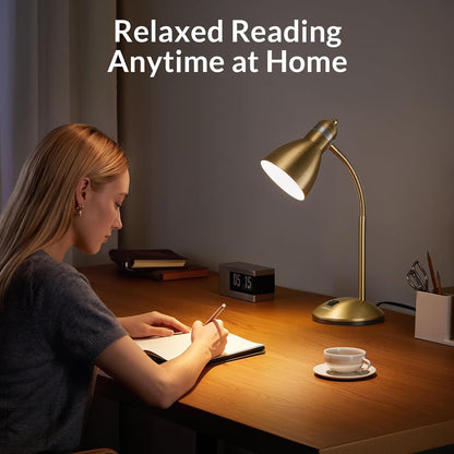 Metal Desk Lamp, Adjustable GooseNeck Reading Light for Bedroom