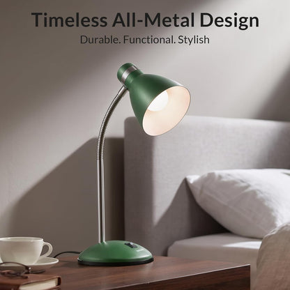Metal Desk Lamp, Adjustable GooseNeck Reading Light for Bedroom
