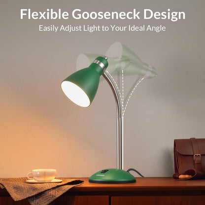 Metal Desk Lamp, Adjustable GooseNeck Reading Light for Bedroom