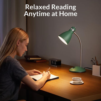 Metal Desk Lamp, Adjustable GooseNeck Reading Light for Bedroom