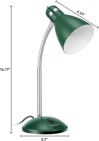 Metal Desk Lamp, Adjustable GooseNeck Reading Light for Bedroom
