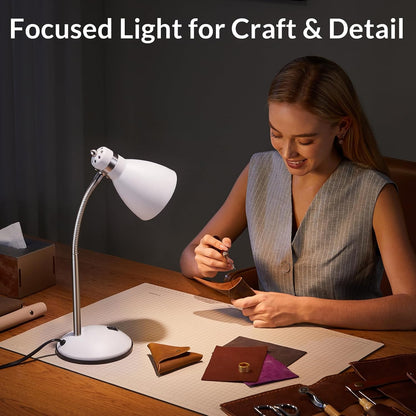 Metal Desk Lamp, Adjustable GooseNeck Reading Light for Bedroom