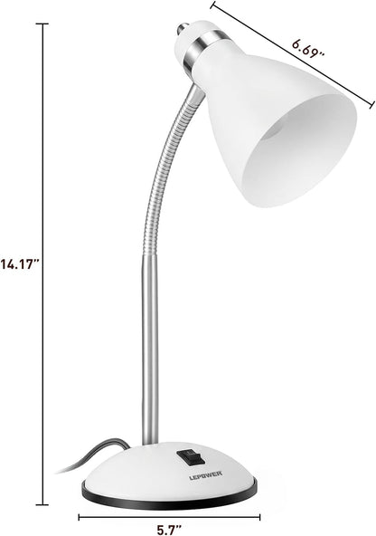 Metal Desk Lamp, Adjustable GooseNeck Reading Light for Bedroom