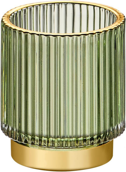 Makeup Brush Holder Organizer,Toothbrush Holders,Desk Pen Pencil Holder,Multifunctional Vintage Glass Brush Cup（L/Green/A3-6-US）